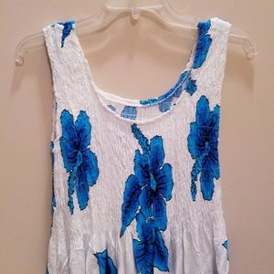 Favant Hawaii White Floral Elastic Tank Dress